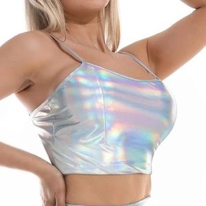 Amazon holographic metallic tank top crop top